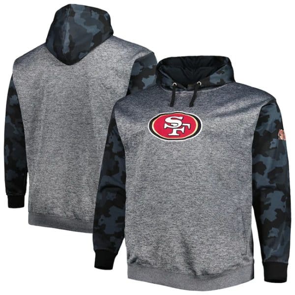 San Francisco 49ers Heather Charcoal Big Tall Camo Pullover Hoodie