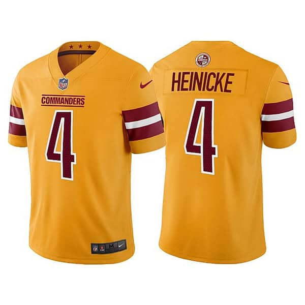 Washington Commanders #4 Taylor Heinicke Gold Vapor Untouchable Stitched Football Jersey