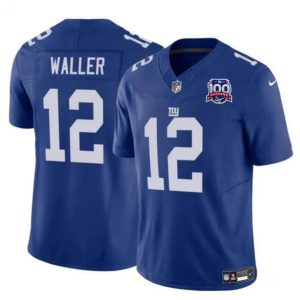 New York Giants #12 Darren Waller Blue 2024 F.U.S.E. 100TH Season Patch Vapor Untouchable Limited Stitched Jersey