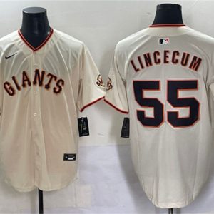 San Francisco Giants #55 Tim Lincecum Cream 2024 Home Limited Stitched Jersey
