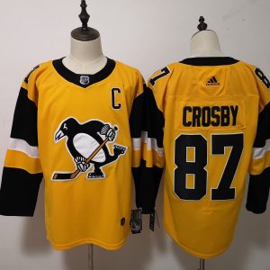 Pittsburgh Penguins #87 Sidney Crosby Yellow Stitched Jersey