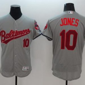 Orioles #10 Adam Jones Grey Fashion Stars Stripes Flexbase Authentic Stitched Jersey