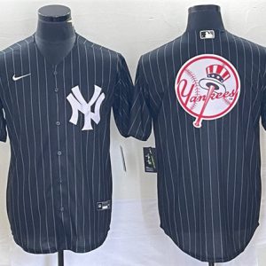 New York Yankees Black Team Big Logo With Patch Cool Base Stitched Jersey
