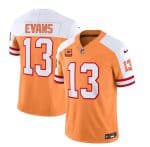 Tampa Bay Buccaneers #13 Mike Evans 2023 F.U.S.E. White Gold With 4-Star C Patch Throwback Limited Stitched Jersey