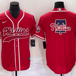 Philadelphia Phillies Red Team Big Logo Cool Base Stitched Jersey