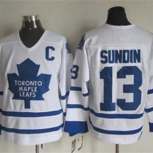 Maple Leafs #13 Mats Sundin White CCM Throwback Stitched Jersey