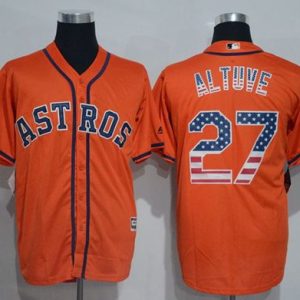 Astros #27 Jose Altuve Orange USA Flag Fashion Stitched Jersey