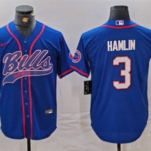 Buffalo Bills #3 Damar Hamlin Blue With Patch Cool Base Stitched Jersey