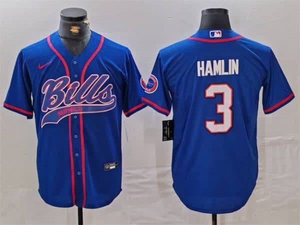 Buffalo Bills #3 Damar Hamlin Blue With Patch Cool Base Stitched Jersey