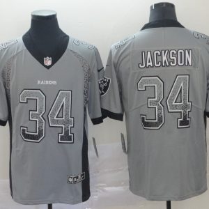 Raiders #34 Bo Jackson Gray Drift Fashion Color Rush Limited Stitched Jersey