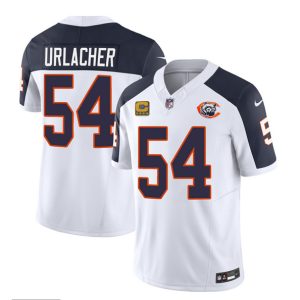 Chicago Bears #54 Brian Urlacher White Navy 2023 F.U.S.E. With 4-Star C PatchThrowback Limited Stitched Game Jersey