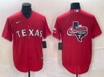 Texas Rangers Red 2023 World Series Champions Big Logo With Patch Cool Base Stitched Jersey