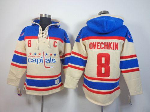 Capitals #8 Alex Ovechkin Cream Sawyer Hooded Sweatshirt Stitched Jersey