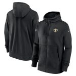 New Orleans Saints Black Sideline Club Performance Full-Zip Hoodie