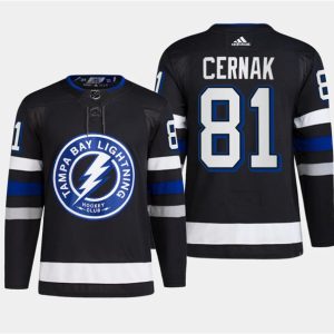 Tampa Bay Lightning #81 Erik Cernak Black Alternate Premier Breakaway Stitched Jersey