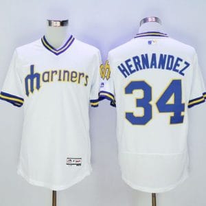 Mariners #34 Felix Hernandez White Flexbase Authentic Collection Cooperstown Stitched Jersey