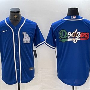 Los Angeles Dodgers Team Big Logo Blue Cool Base Stitched Jersey