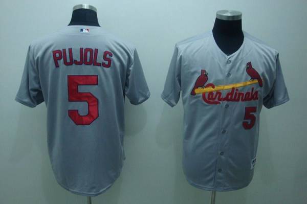 Cardinals #5 Albert Pujols Stitched Grey Jersey