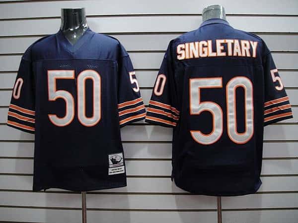Mitchell Ness Bears #50 Mike Singletary Blue With Small Number Stitched Throwback Jersey