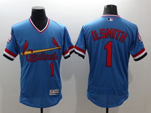 Cardinals #1 Ozzie Smith Light Blue Flexbase Authentic Collection Cooperstown Stitched Jersey