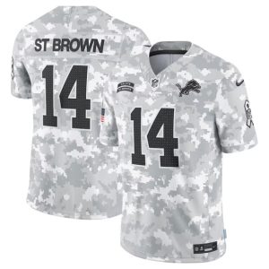 Detroit Lions #14 Amon-Ra St. Brown Arctic Camo 2024 F.U.S.E. Salute To Service Limited Stitched Jersey