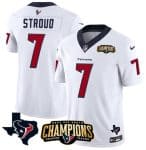 Houston Texans #7 C.J. Stroud White 2023 F.U.S.E. AFC South Champions Patch And Team Logo Patch Vapor Untouchable Limited Stitched Jersey