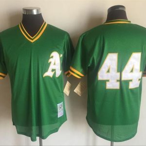 Oakland Athletics #44 Reggie Jackson Mitchell Ness Green 1987 Throwback Stitched Jersey