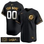 Chicago Cubs Custom Black Gold 'Ryne Sandberg Tribute' Vapor Limited V3 Stitched Jersey