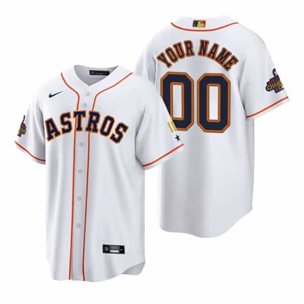 Houston Astros Customized Custom White Gold 2022 World Series Champions Stitched Baseball Jersey