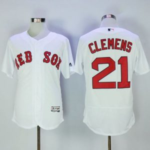 Red Sox #21 Roger Clemens White Flexbase Authentic Collection Stitched Jersey