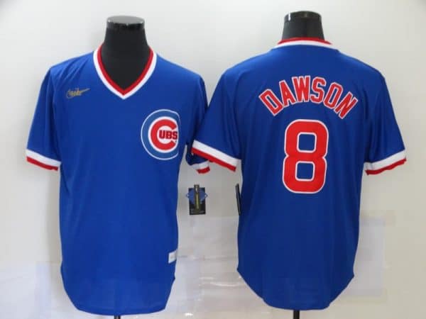 Chicago Cubs #8 Andre Dawson Blue Throwback Cool Base Stitched Jersey