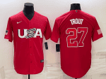 USA #27 Mike Trout 2023 Red World Classic Stitched Jersey
