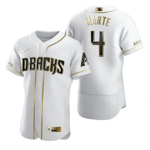 Arizona Diamondbacks #4 Ketel Marte 2020 White Golden Flex Base Stitched Jersey