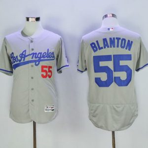 Dodgers #55 Joe Blanton Grey Flexbase Authentic Collection Road Stitched Jersey