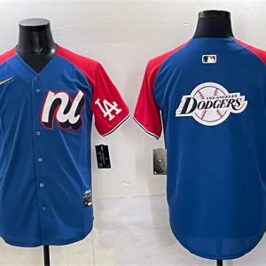 National League Los Angeles Dodgers Team Big Logo Blue Red Alternate 2025 All-Star Edition Limited Stitched Jersey