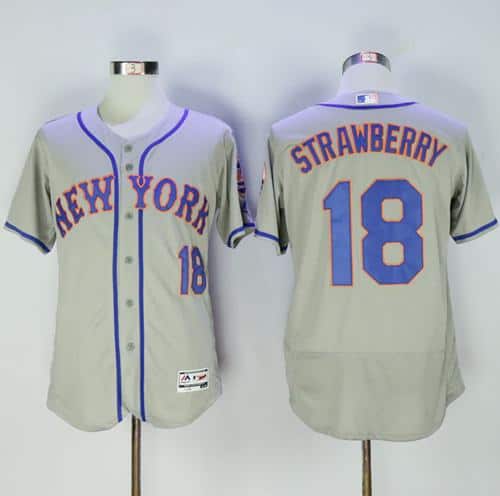 Mets #18 Darryl Strawberry Grey Flexbase Authentic Collection Stitched Jersey