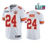 Kansas City Chiefs #24 Skyy Moore White Super Bowl LVII Patch Vapor Untouchable Limited Stitched Jersey
