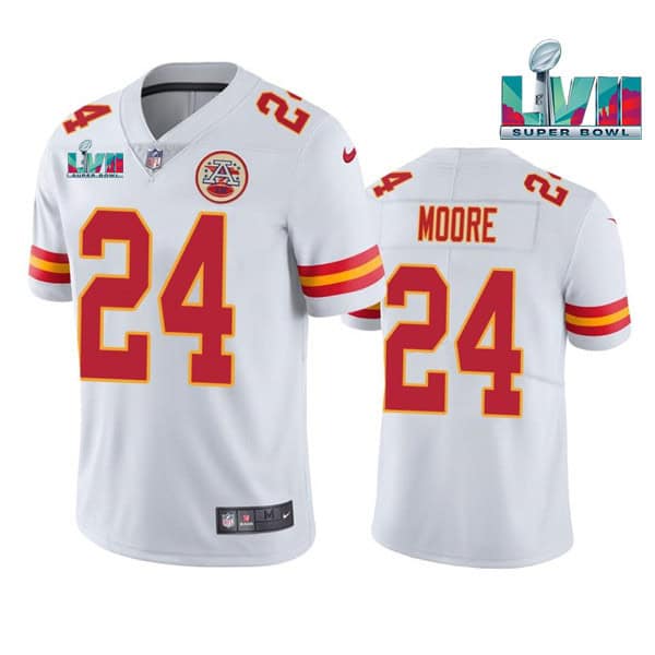 Kansas City Chiefs #24 Skyy Moore White Super Bowl LVII Patch Vapor Untouchable Limited Stitched Jersey