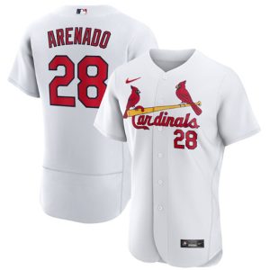 St. Louis Cardinals #28 Nolan Arenado White Flex Base Stitched Jersey