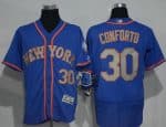 Mets #30 Michael Conforto Blue(Grey NO.) Flexbase Authentic Collection Stitched Jersey
