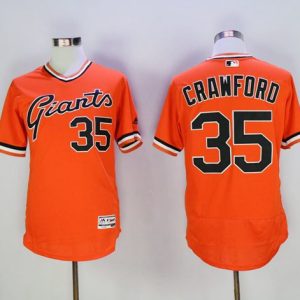 Giants #35 Brandon Crawford Orange Flexbase Authentic Collection Cooperstown Stitched Jerseys