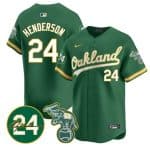 Oakland Athletics #24 Ricky Henderson Green 2024 Limited With Patch Stitched Jersey