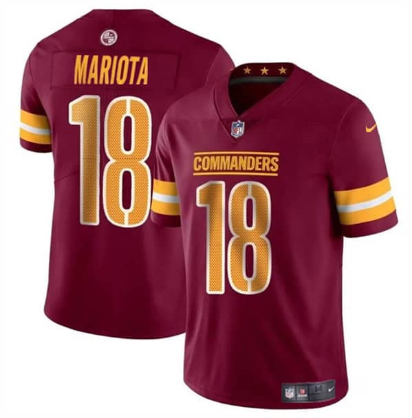 Washington Commanders #18 Marcus Mariota Burgundy 2024 Vapor Limited Stitched Jersey
