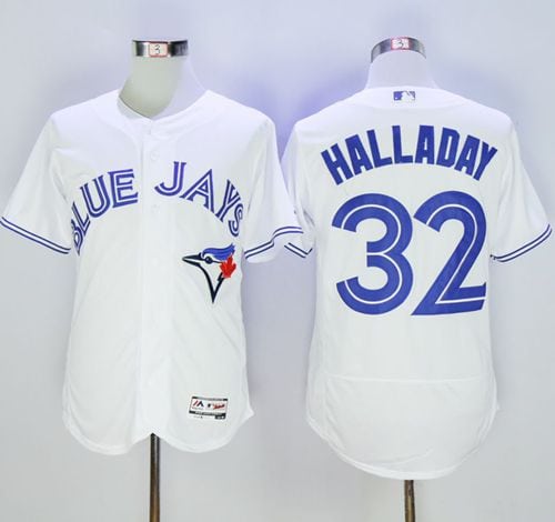 Blue Jays #32 Roy Halladay White Flexbase Authentic Collection Stitched Jersey
