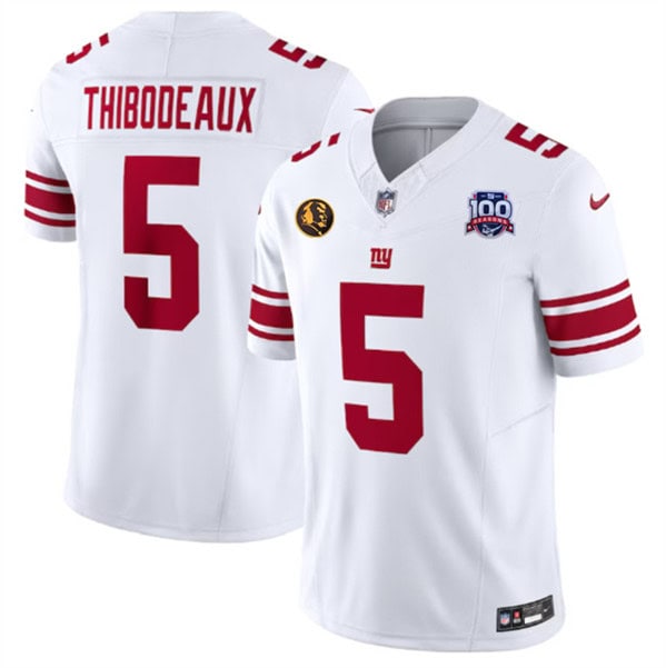 New York Giants #5 Kayvon Thibodeaux White 2024 F.U.S.E. With John Madden Patch And 100TH Season Patch Vapor Untouchable Limited Stitched Jersey
