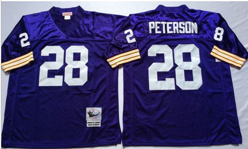 Mitchell And Ness Vikings #28 Adrian Peterson Purple Throwback Stitched Jersey