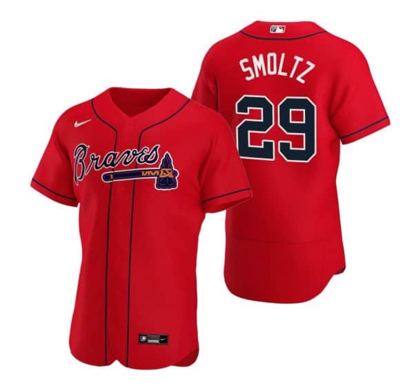 Atlanta Braves #29 John Smoltz Red Flex Base Stitched Jersey