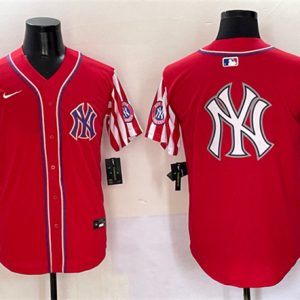 New York Yankees Team Big Logo Red American Style Limited Stitched Jersey