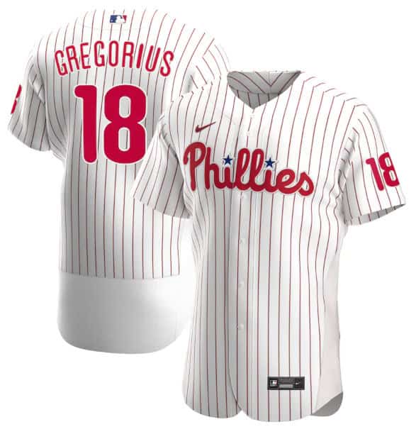 Philadelphia Phillies #18 Didi Gregorius White Flex Base Stitched Jersey