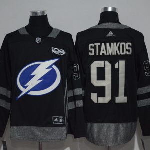 Tampa Bay Lightning #91 Steven Stamkos Black 1917-2017 100th Anniversary Stitched Jersey
